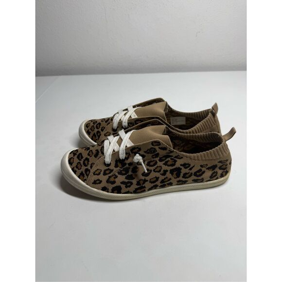 Torrid Stretch Knit Ruched Sneaker (WW) Size 10 Lace up Leopard Print - Picture 4 of 14